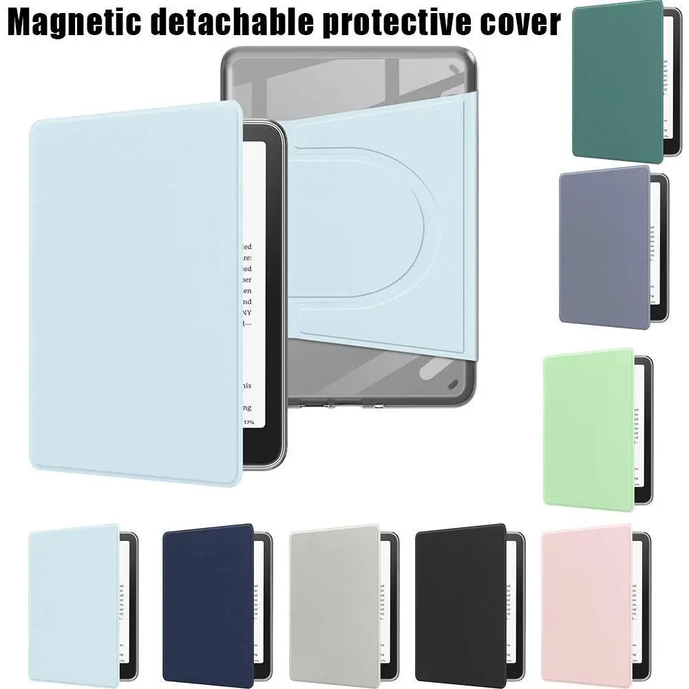 

For 7-inch Kindle PU Leather Magnetic Detachable Stand Case 360° Rotating Case Clear Hard Back Shell Magnetic Detachable Stand