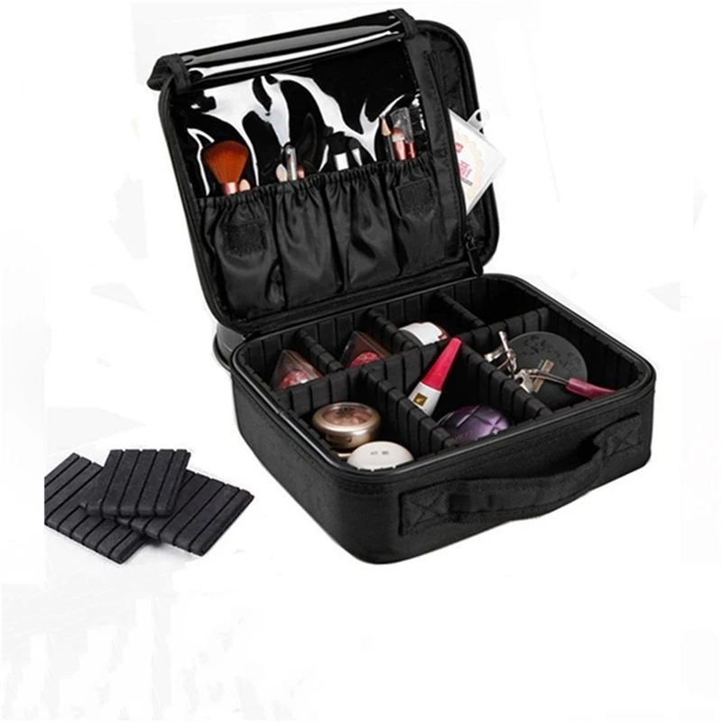 Professional Salon Barber Tools Box Makeup Train Case Cosmetic Bag Brush Organizer And Storage Travel Box With Adjustable Strap