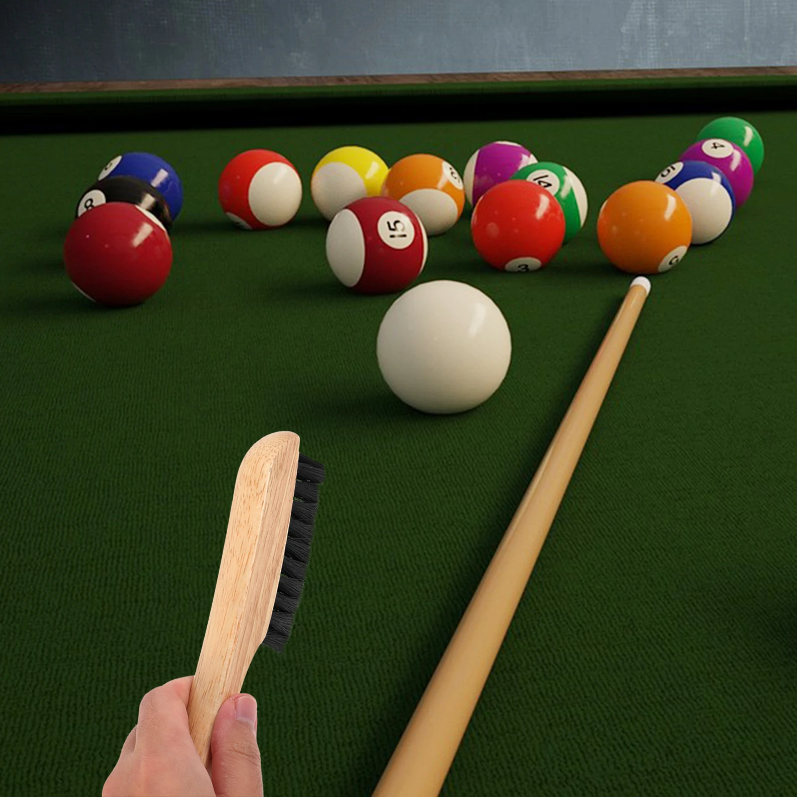 

Pool Table Brush Wooden Handle Convenient Billiard Table Cleaner Brush Felt Cleaning Tool for Billiards Accessories