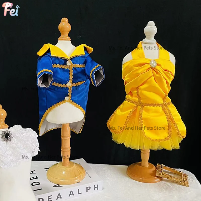 

Beauty and Beast Themed Dog Couple Costume | Halloween Prince Princess Dog Outfit for Large Dogs, Cats, Custom Pet Clothes