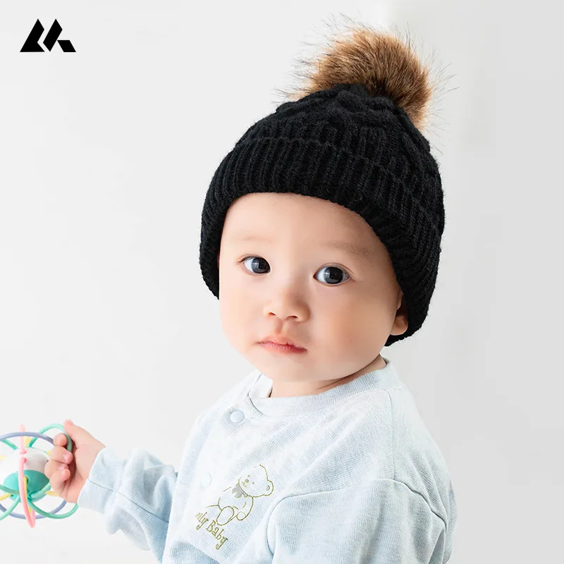 1 2 3 4 5 6 7 8 Years Old Kid Beanie Hats Pom Pom for Children Slouchy Cable Knit Toddler Skull Baby Ski Snow Cap for Girls Boys