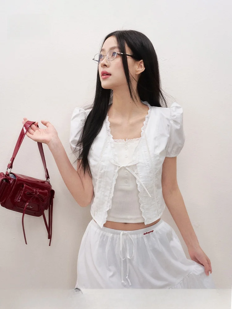 

Liilou Blokette Bubble Sve Ruffle Tie ort Sve irt Vintage Commute Sle Slim Fit Polyester Fiber V Ne Regular Length