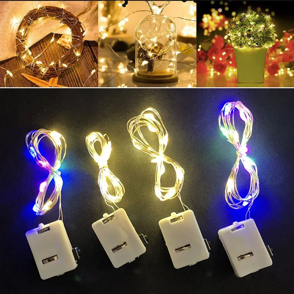 1M/2M LED String Lights Cell Battery Powered Mini Fairy Lamp Christmas Light - Battery Included