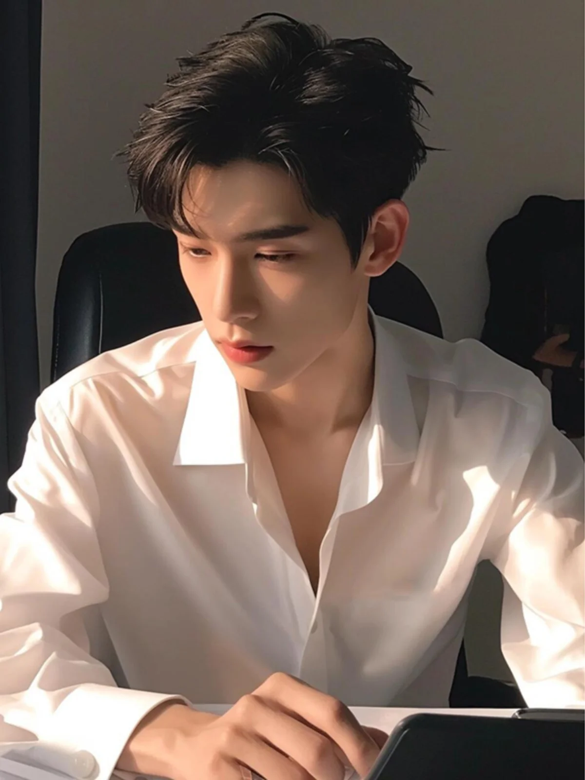 

White Long Sve irt for Men Briti Sle Inner Wear Suit Mature Stable Men's Outerwear Casual Faionable Youth ular