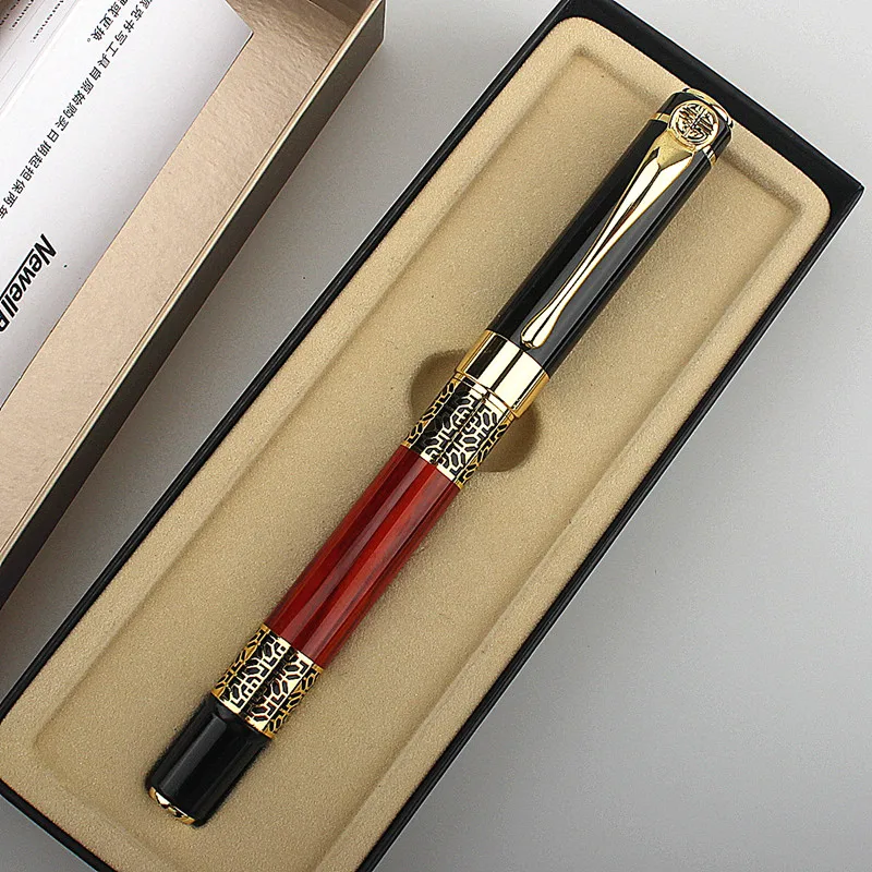 

High Quality 530 Golden Carving Mahogany Luxury Business School Student Office Supplies Fountain Pen New Ink Pen