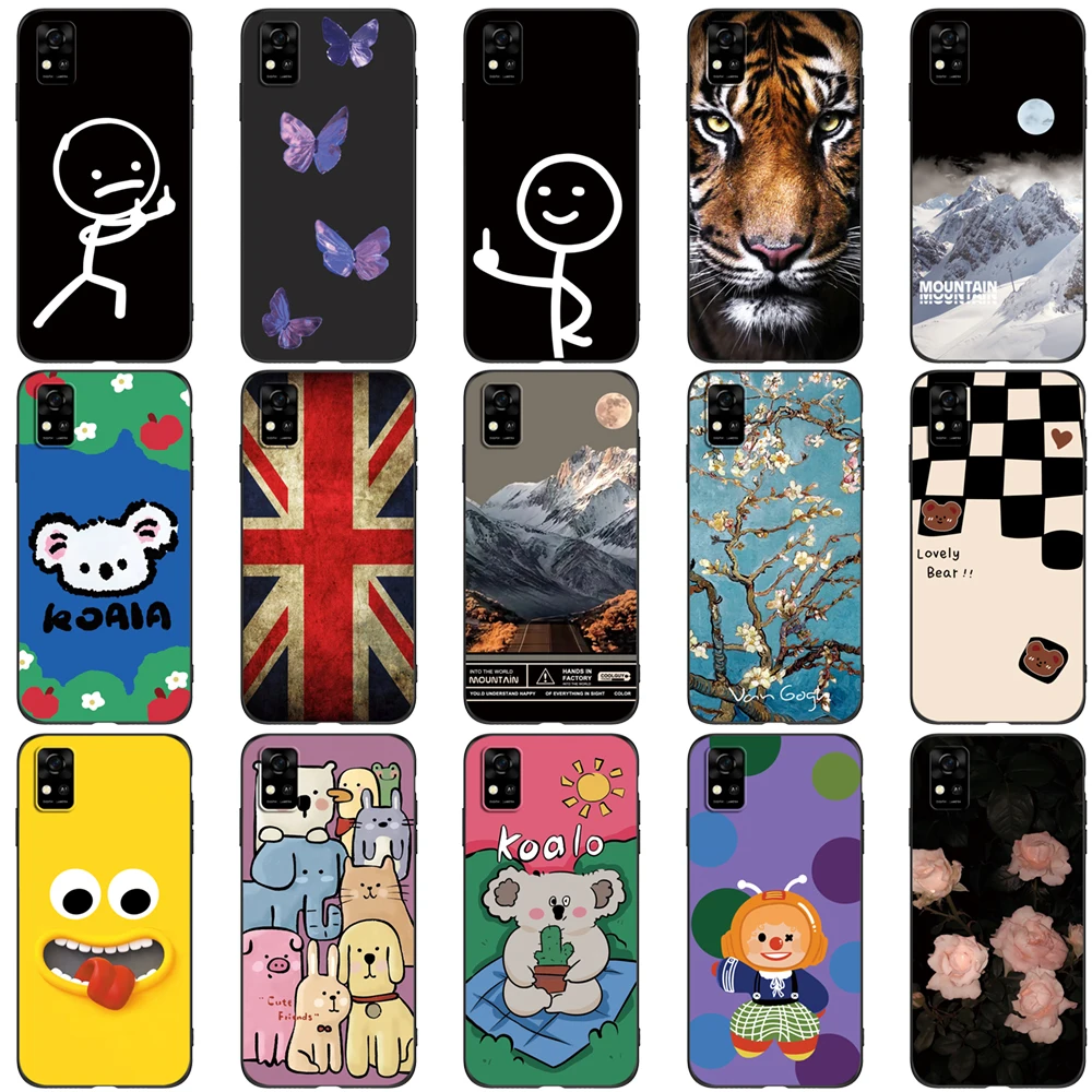 For ZTE Blade  A31 Soft Case phone back cover black tpu case cute butterfly bear tiger