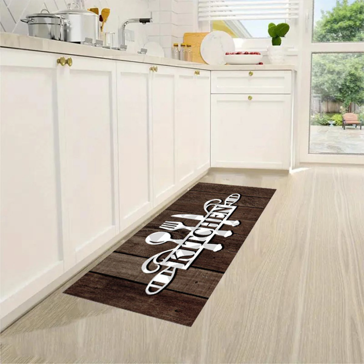 Kitchen Carpet Mat Cartoon Knife and Fork Non-slip Absorbent Carpet Floor Mat Entrance Doormat Home Decor Floor Pad Rug