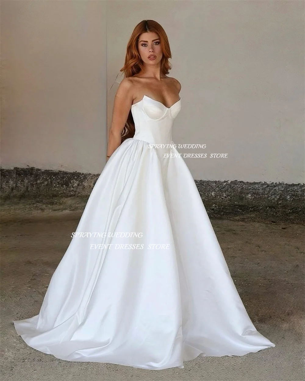 SPRAYING Elegant Satin Ivory Wedding Dress A line V Neck Sleeveless Bridal Gowns Floor Length Customized Robe De Mariée 2025