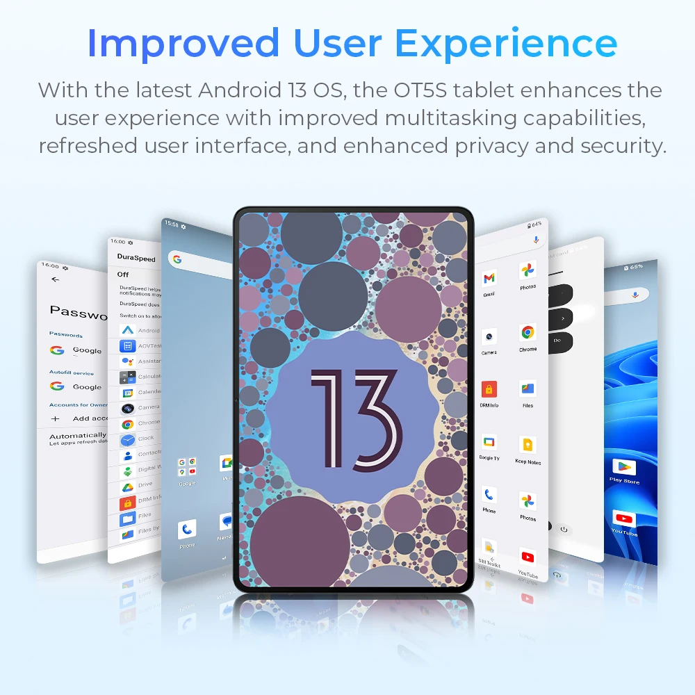 Oukitel OT5 S Tablet PC 12 pulgadas 60Hz 24GB RAM 256GB ROM 8250mAh Android 13 tabletas 16MP cámara MTK