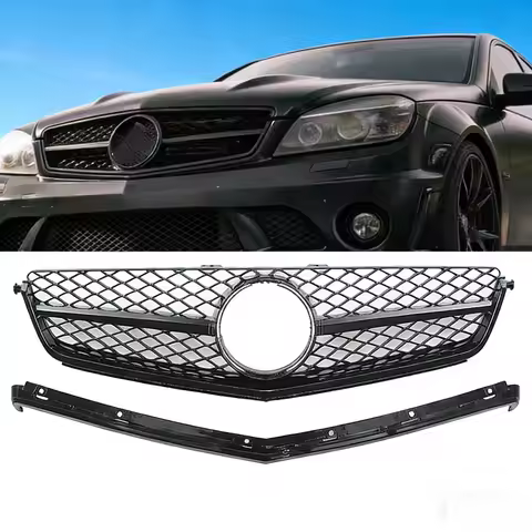 Racing Grill Front Grille For Mercedes-Benz W204 C-Class C63 AMG Only 2008-2011 Car Upper Bumper Hood Mesh Grid With Frame Bar