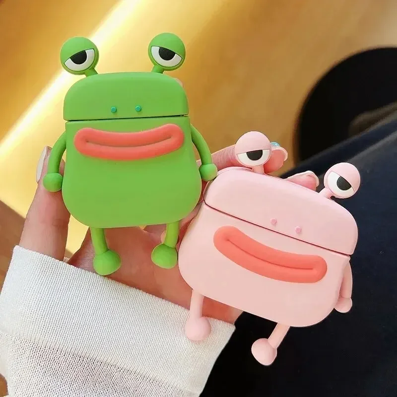 

Cartoon Cute Sausage Mouth Frog Design Silicone Headphone Protective Case for 1/2Pro3 Gift Birthday/Easter Cartoon C