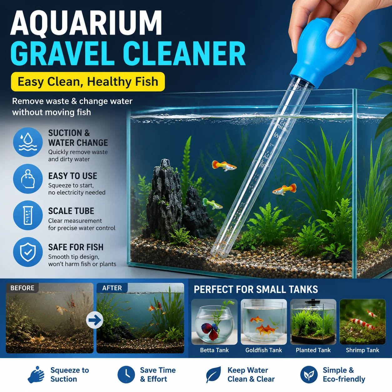 Marine Aquarium Gravel - 미니 수족관 진공 청소기 자갈 흡입