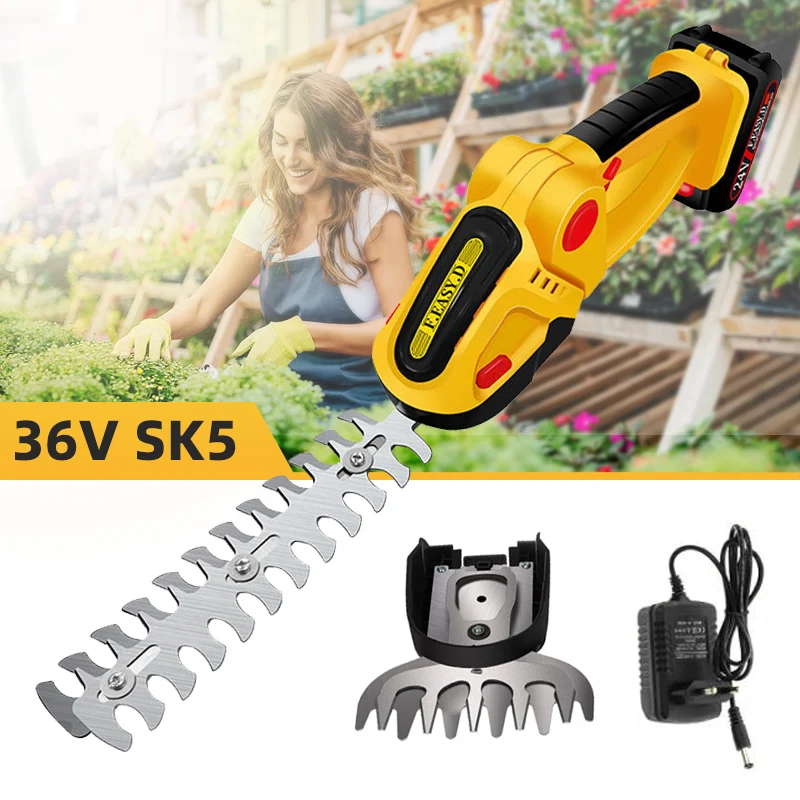 2 in 1 Cordless Electric Hedge Trimmer 36V Household Lawn Mower Battery Rechargeable Pruning Shear Mower Garden Tools