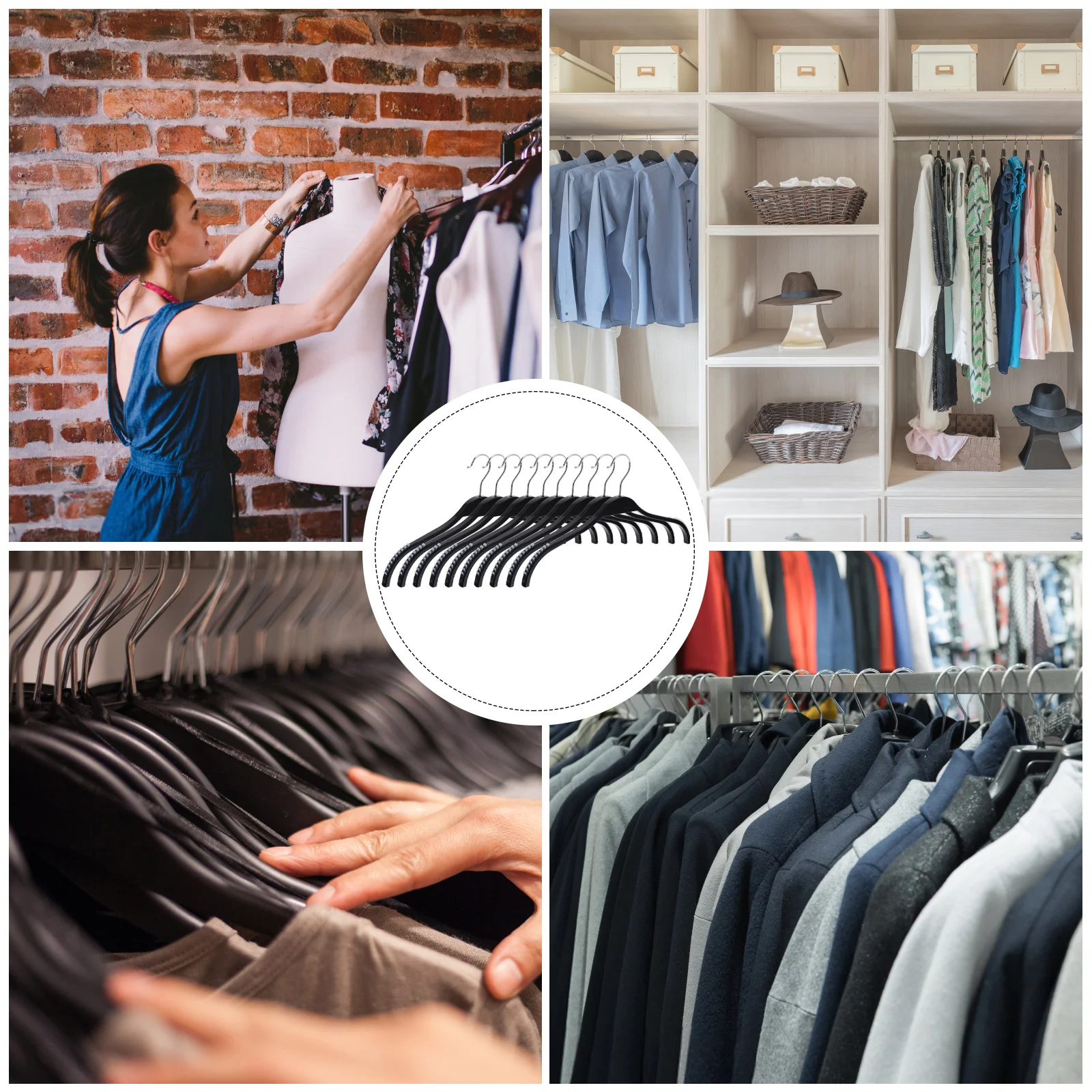 

10 pcs Traceless Hangers 30Kg Capacity No-Slip Plastic Coat Hangers Sun Resistant Rustproof For Dry Wet Clothes Home Storage