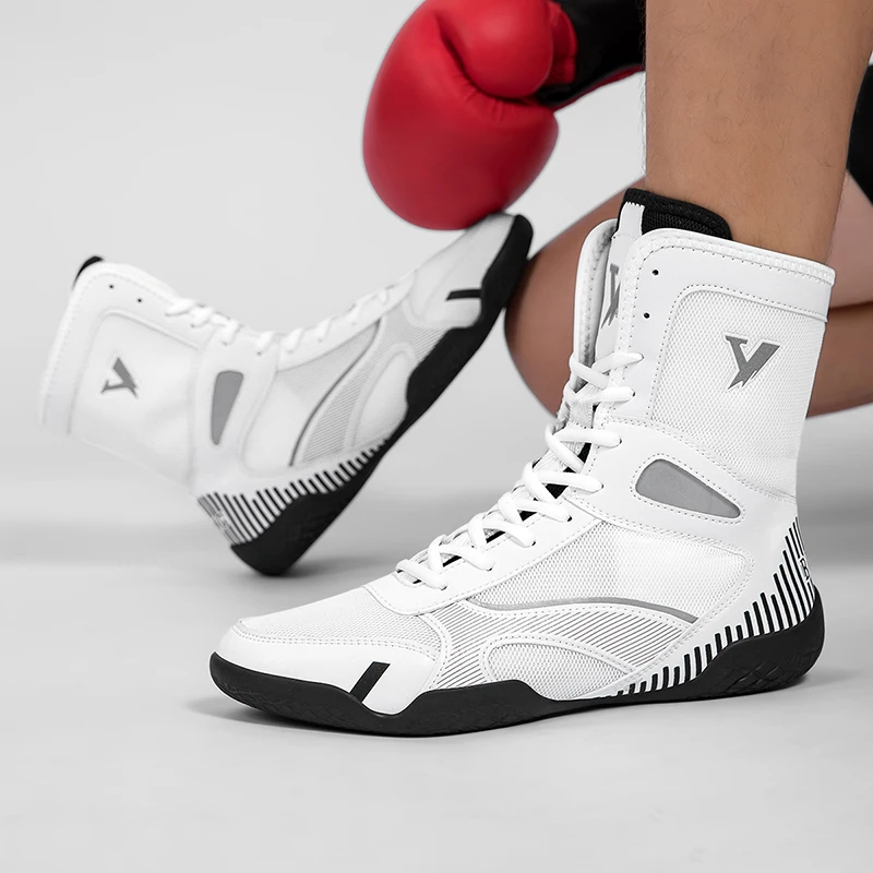 bottes-de-lutte-professionnelles-pour-hommes-antiderapantes-resistantes-a-l'usure-a-tige-haute-respirantes-legeres-en-maille-grandes-tailles-pour-la-boxe