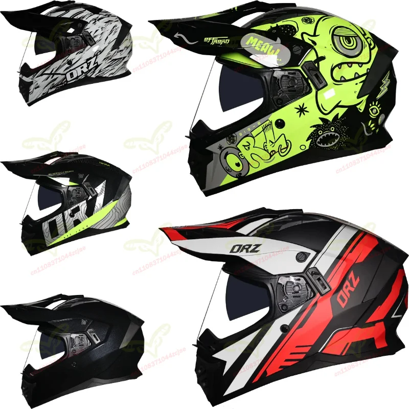 

ORZ Dual Sport Motocross Helmet, Premium Quality Off-road Racing Full Helmet, Men Adventure Biker Protective Motorcycle Gear