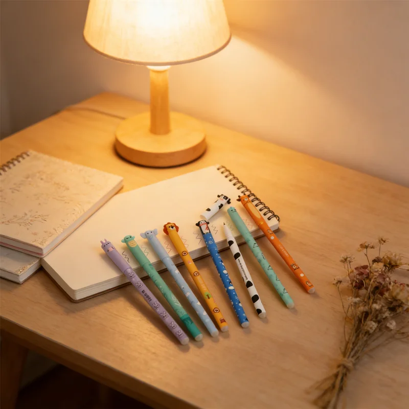 

Colorful Erasable Pen Set 8pcs​ Cartoon Designs, 0.5mm Tip for Detailed Writing | Versatile for Study, Each Pen with Eraser Cap