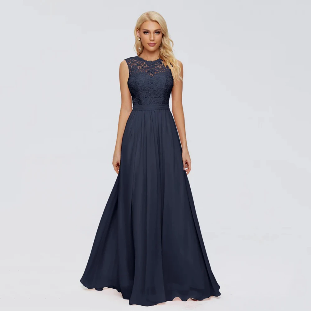 

Navy Blue Bridesmaid Dresses for Women Long Wedding Party Guest Vestidos Formal Occasion A Line Chiffon Evening Prom Gowns