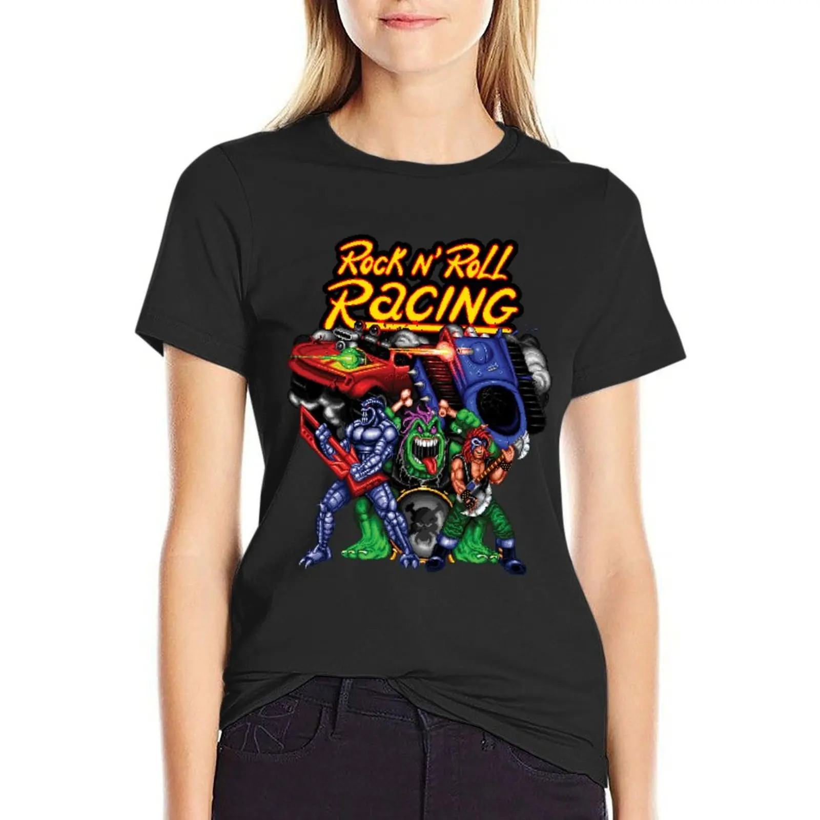 

Футболка Rock n' Roll Racing (Pixel art) Женская одежда одежда в стиле аниме футболки таможенный дизайн вашей собственной одежды для женщин
