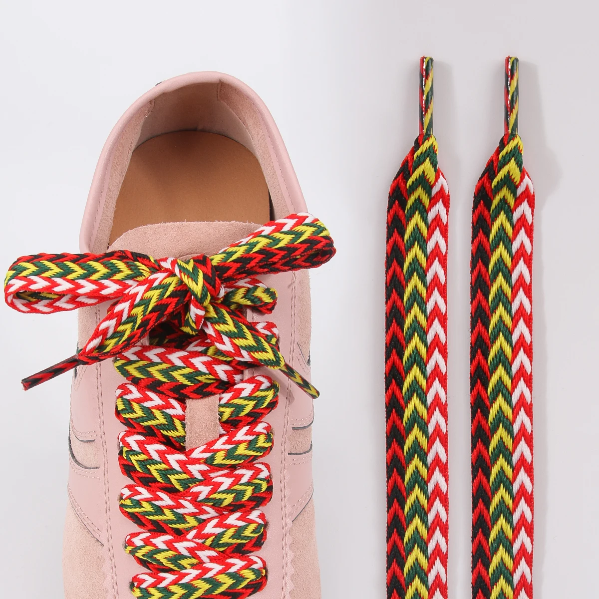 1 Paar gewebte Schnürsenkel mit Wellenmuster, flache Schnürsenkel, 1,5 cm breit, für Sportschuhe, Laufschuhe, Sneaker und Stiefel. – Detail 13