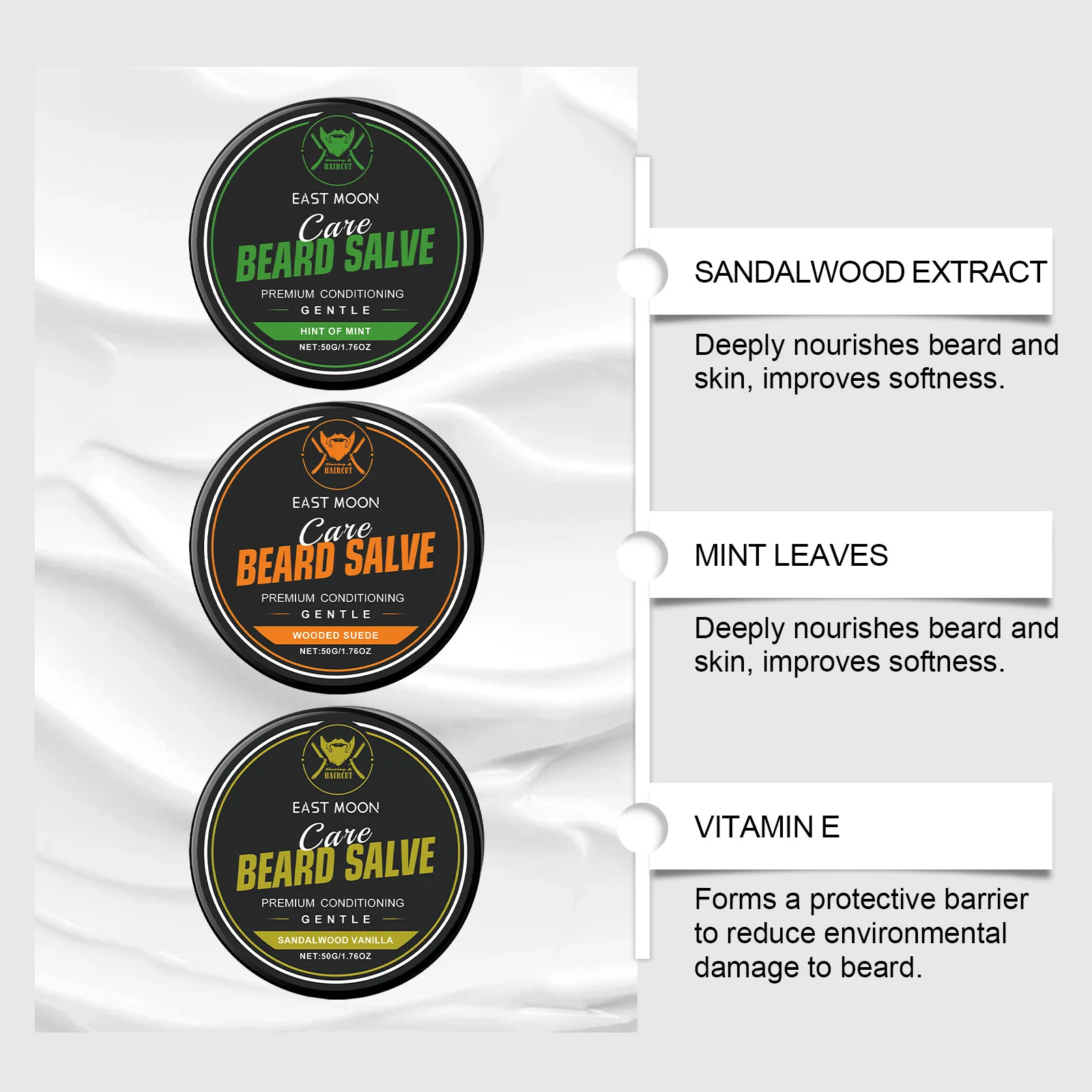 East Moon Men Beard Care Cream Series Nourish Moisturizing Improve Growth Dashing Styling Keep Smoothing Beard Nourishing Balm