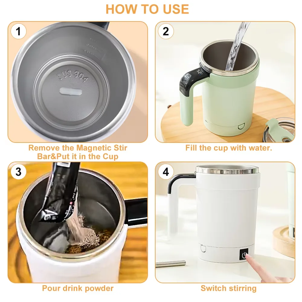 자동 교반 컵 충전식 마그네틱 믹서 전기 교반 머그잔 스테인레스 스틸 커피 머그잔 회전 마그네틱 텀블러