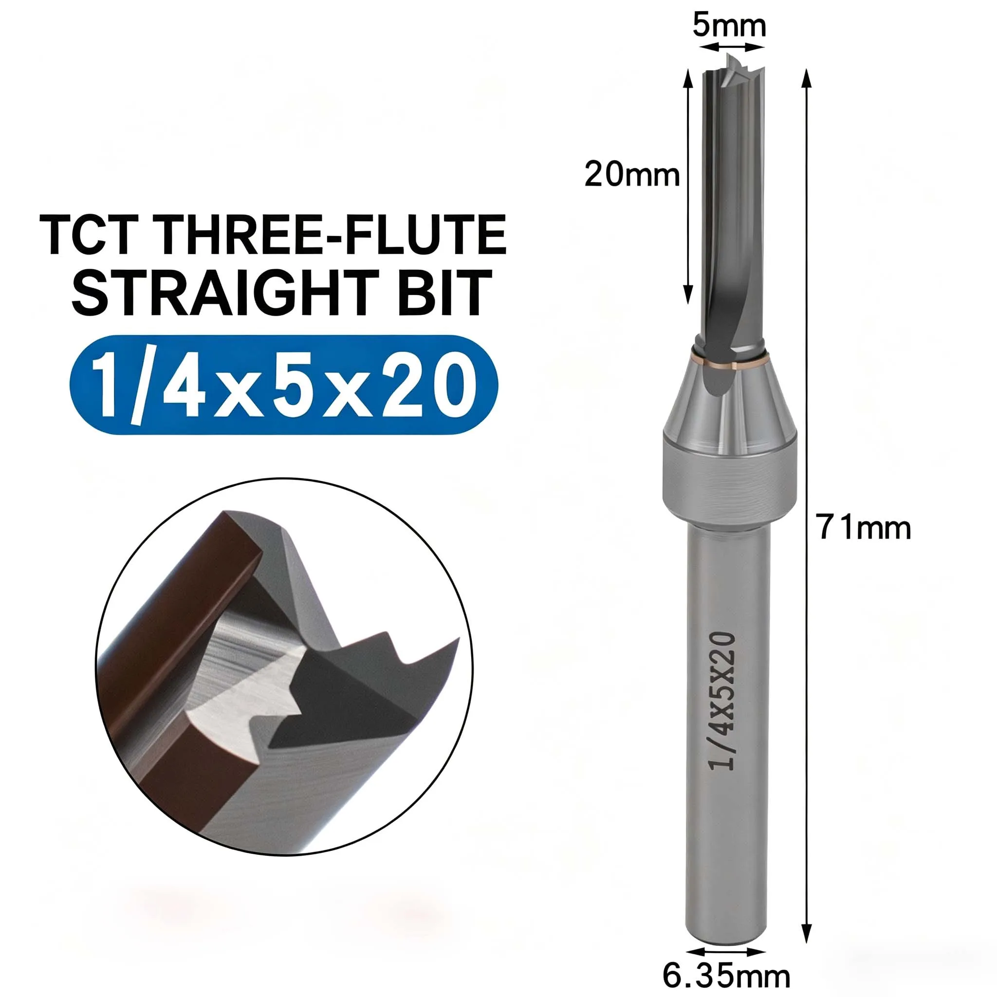 3mm For tct Hardened Steel Straight For Edge Trimmer Tool with 1/4 Shank for Woodworking Plywood Particle Board