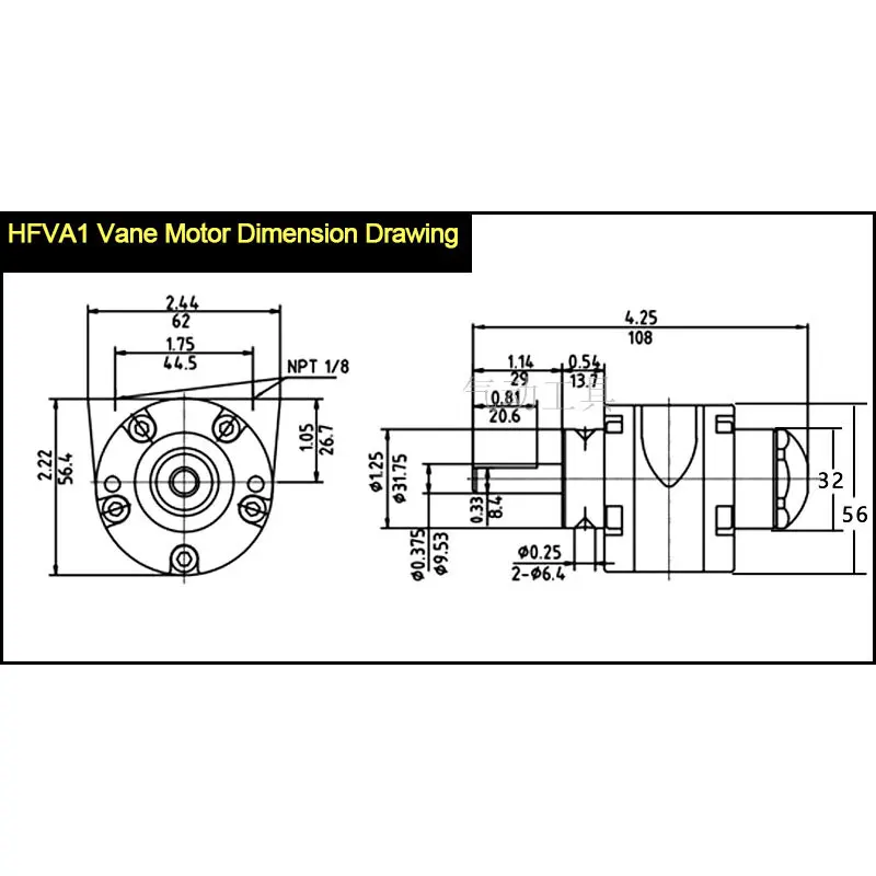 HFV1 Blade Type Air Motor, Vane Motor, Explosion-Proof Pneumatic Motor, Forward and Reverse Air Tools