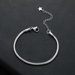 New Arrival Width 3MM 316L Stainless Steel Star Snake Chain Bracelet Fashion Party Gift Jewelry for Men and Women 18CM+5CM
