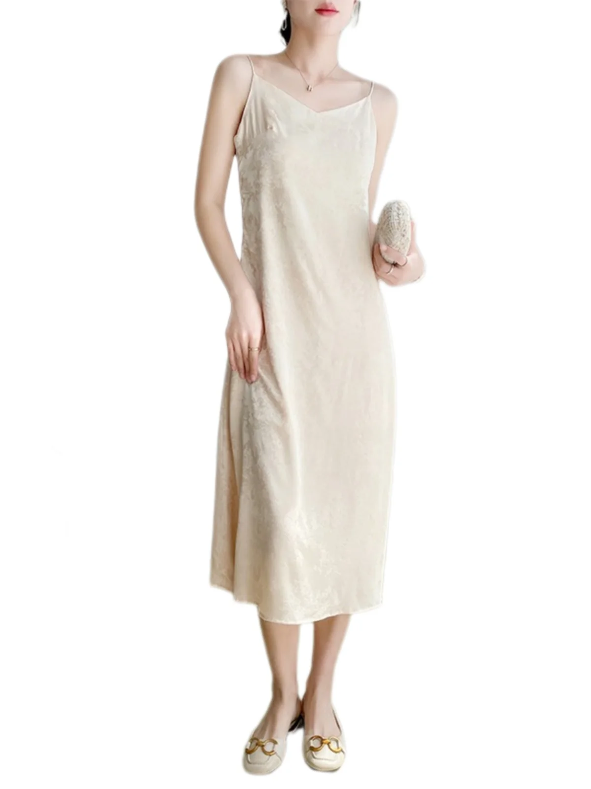 Verano Ele satén acetato correa Dr mujer A-Line Svel V-Ne chaleco largo Dr Vintage Sle cintura suelta