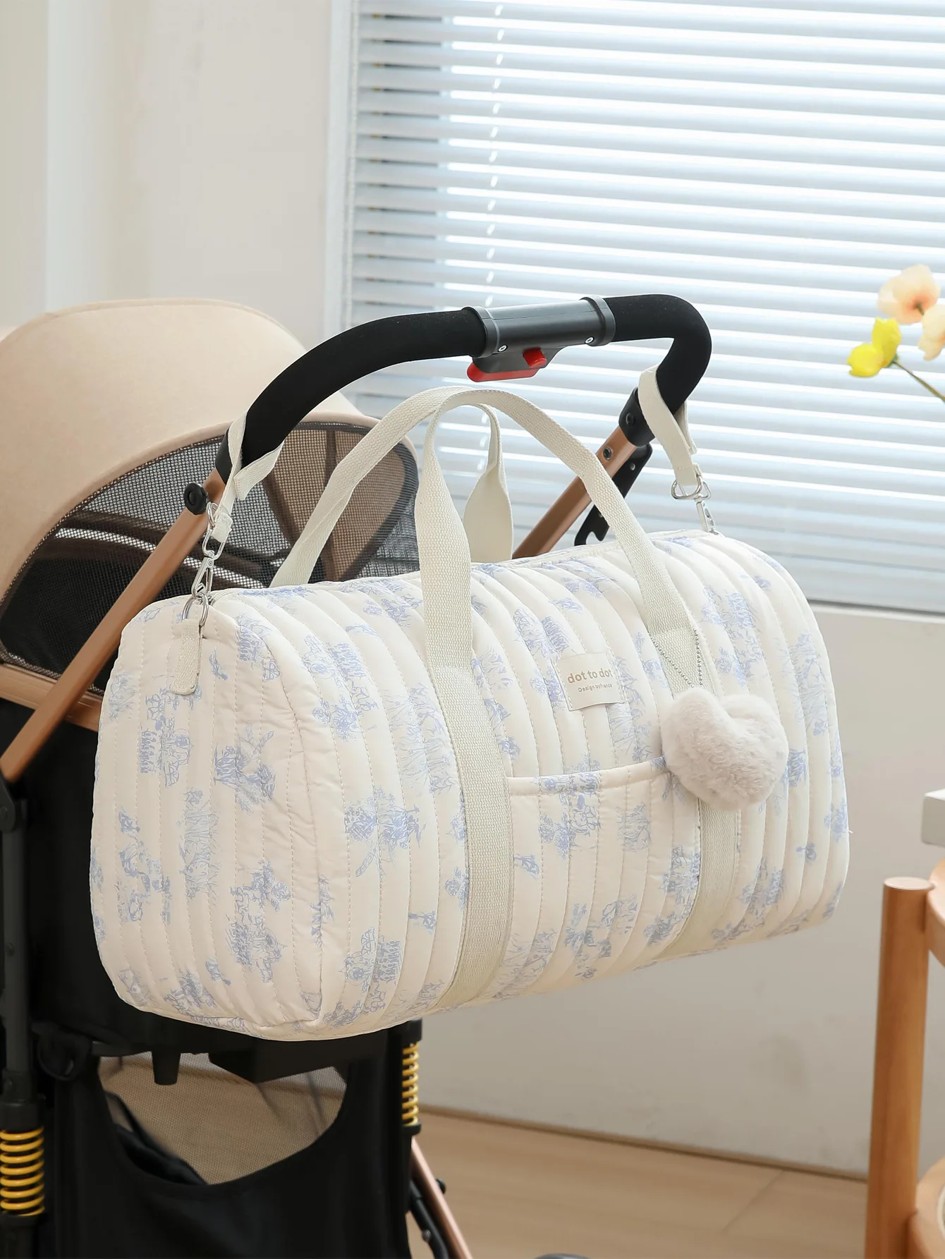 الوليد رعاية الطفل حقيبة حفاضات المومياء حقيبة كتف التطريز مبطن عربة حفاضات التخزين المنظم حقائب اليد الكبيرة مع القلب #3