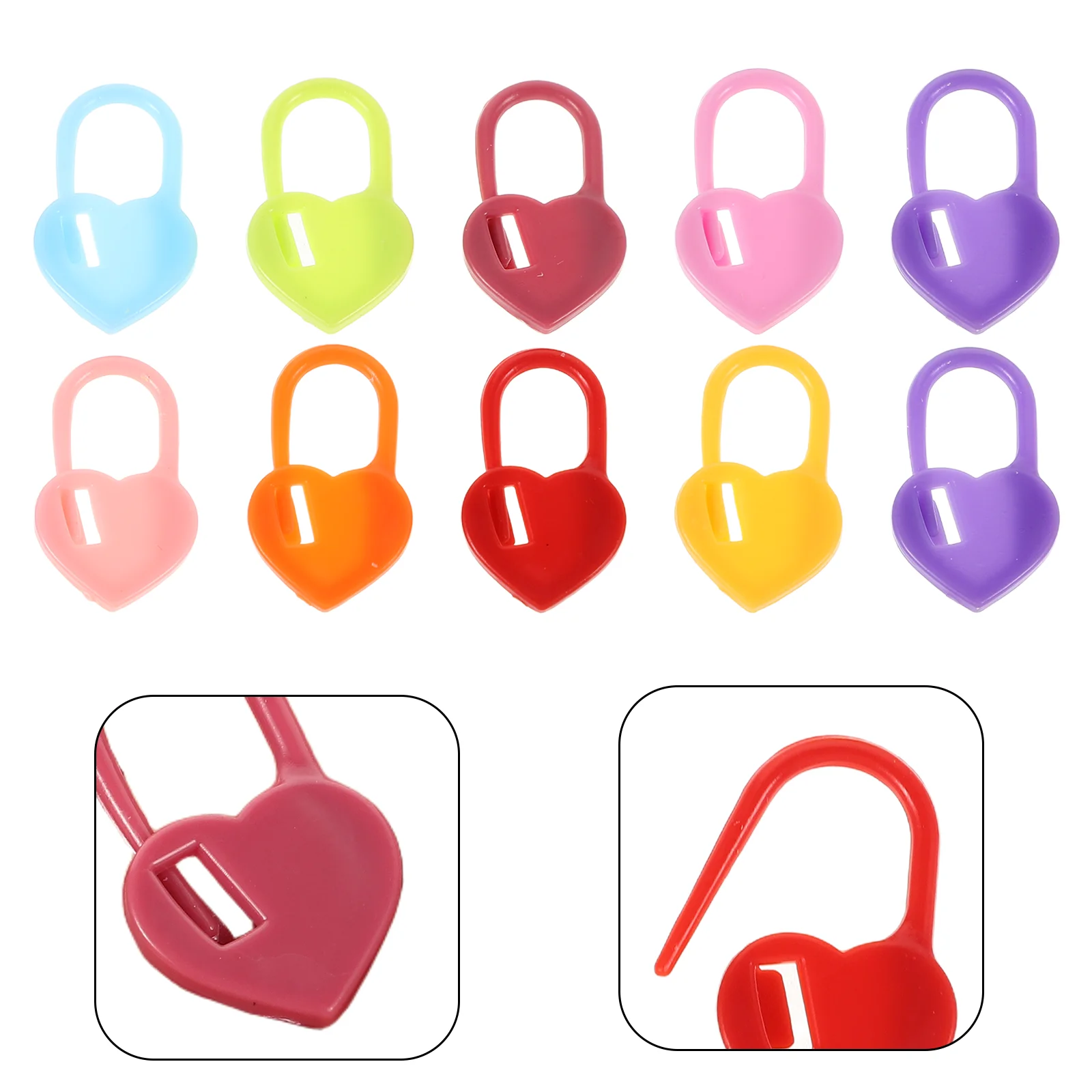 

1000pcs Heart Shaped Plastic Stitch Markers Bright Colored Locking Crochet Knitting Markers Diy Crafts Needle Clips Reusable