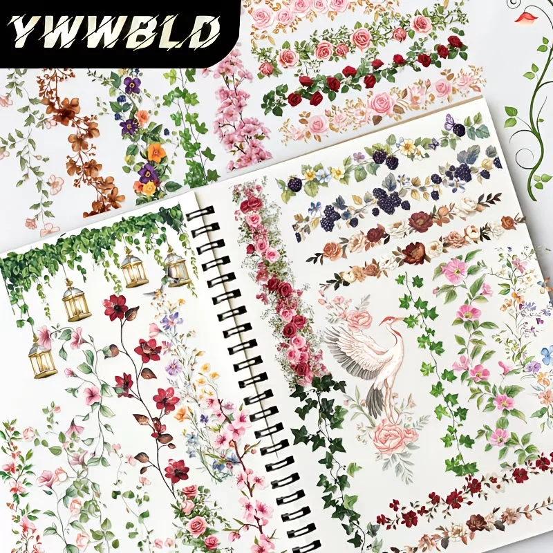 60 florale Tagebuch-Spitzenaufkleber und wasserfeste Aufkleber eignen sich für Laptops, Kühlschränke, Koffer, Desktops und Schneidegeräte – Detail 2