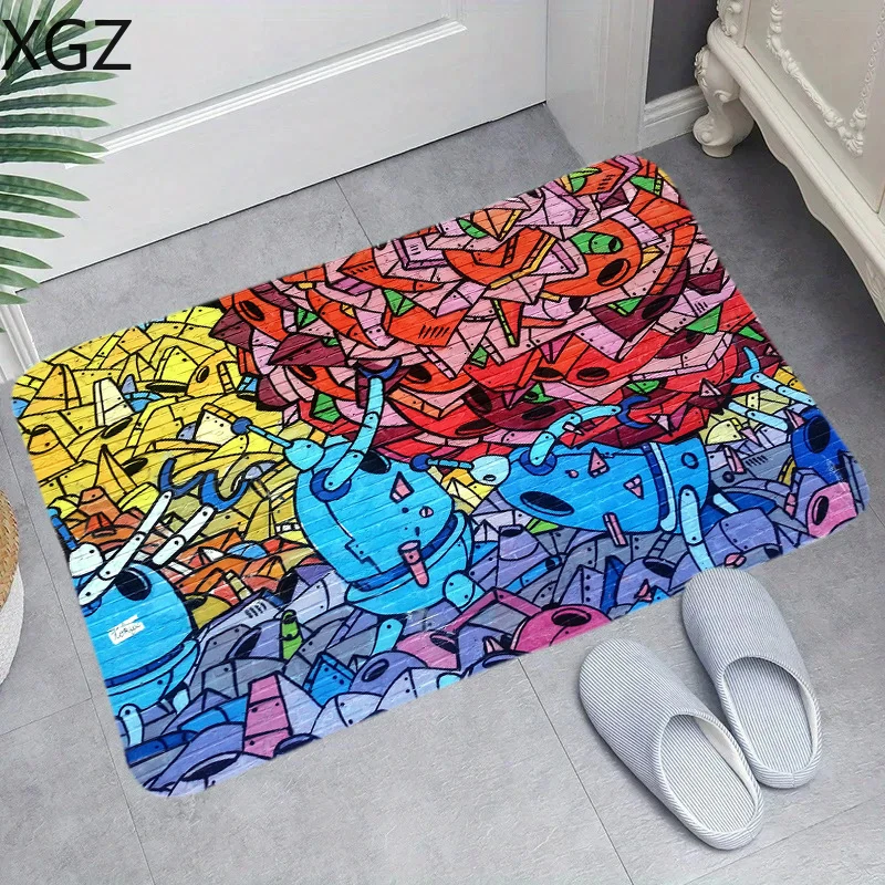 Graffiti Art Pattern Carpet Home Living Room Children's Bedroom Sofa Door Mat Decoration, Kitchen Non-Slip Floor Mat