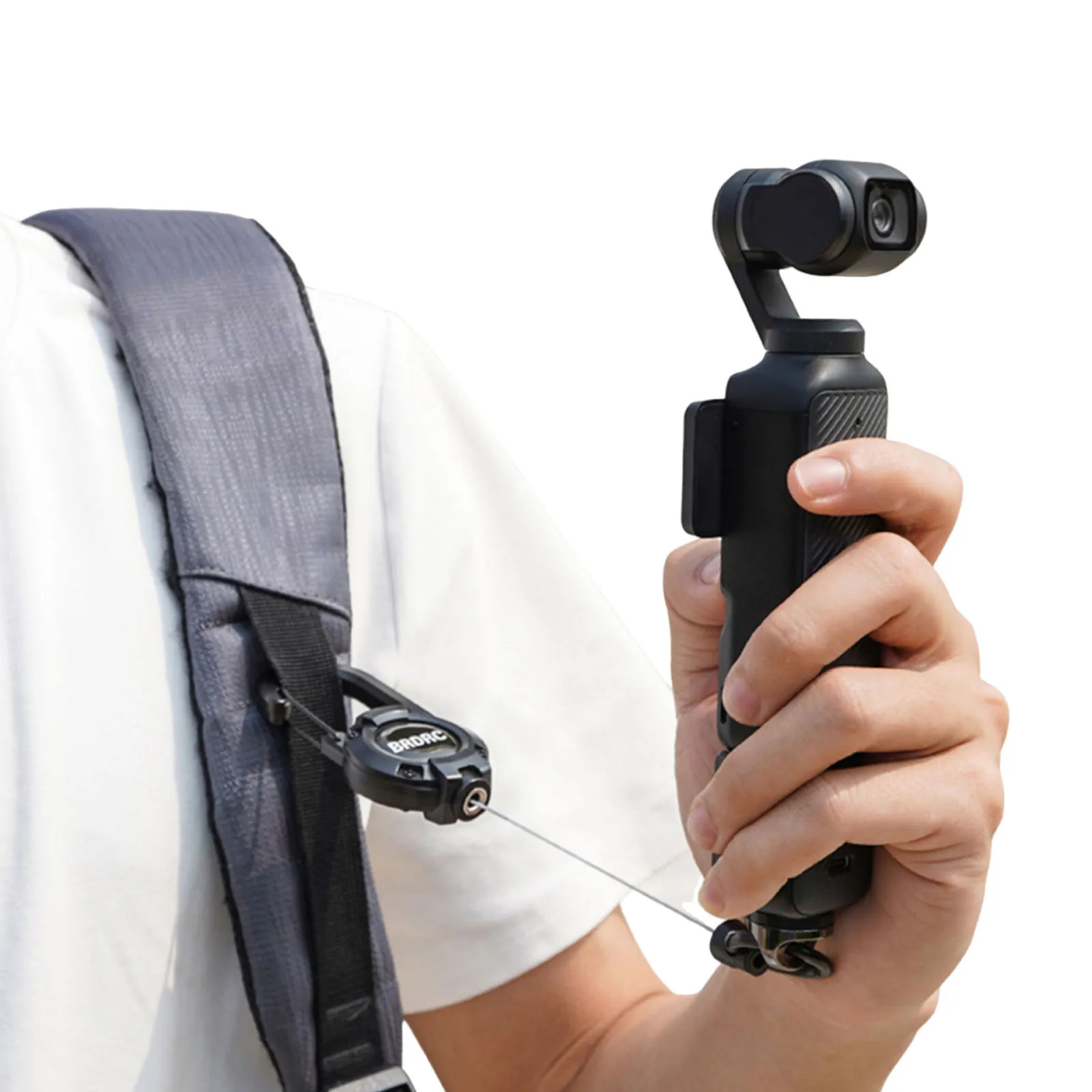 Sports Camera Safety Tether for DJI Pocket 4/3 Tactical ID Badge Reel Carabiner Key Chain Key Holder with Quick Release
