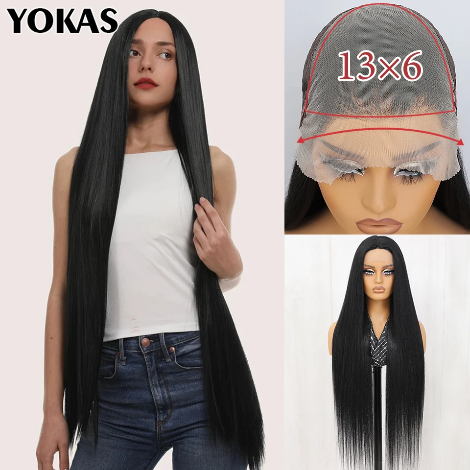 

40Inch Straight Lace Frontal Wigs Synthetic 13X6 Women Wigs Blonde Pink White Blue Purple Black Lace Frontal Wigs With Baby Hair