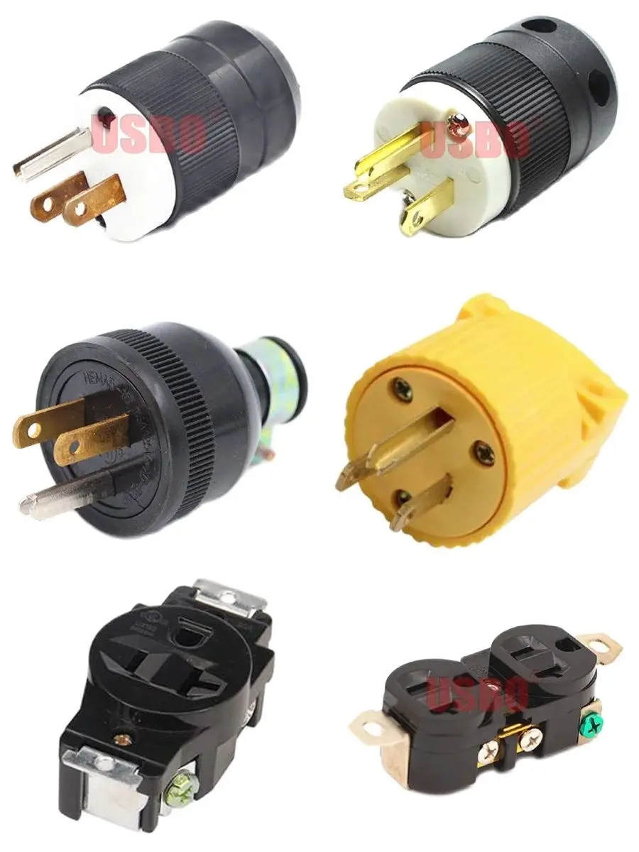 Black American 15A/20A NEMA 5-15P / 5-20P detachable assembly in-line Plug US industry waterproof power wiring plug connector