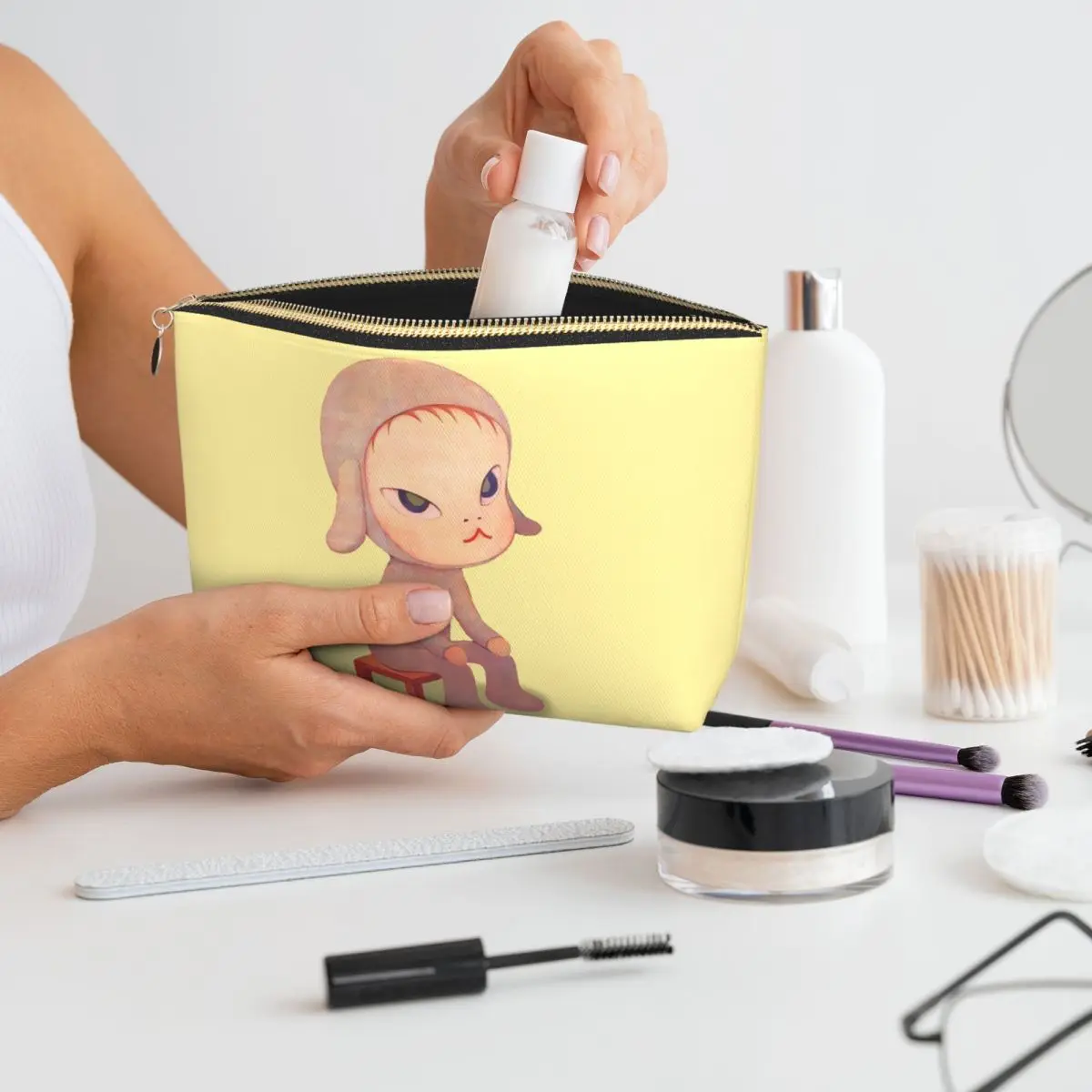 

Yoshitomo Nara (9) Women Cosmetic Bag Travel Makeup Organizer Pouch Toiletry Storage Dopp Kit Case