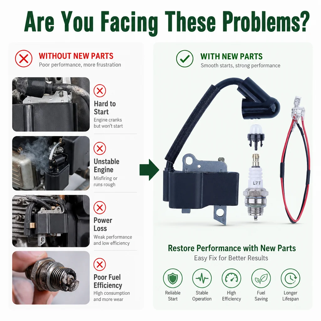 For Husqvarna 135 140 435 440 445 450 Rancher Jonsered CS2240 CS2245 CS2250 Chainsaw Ignition Coil & Spark Plug Kit 573935702 view 5