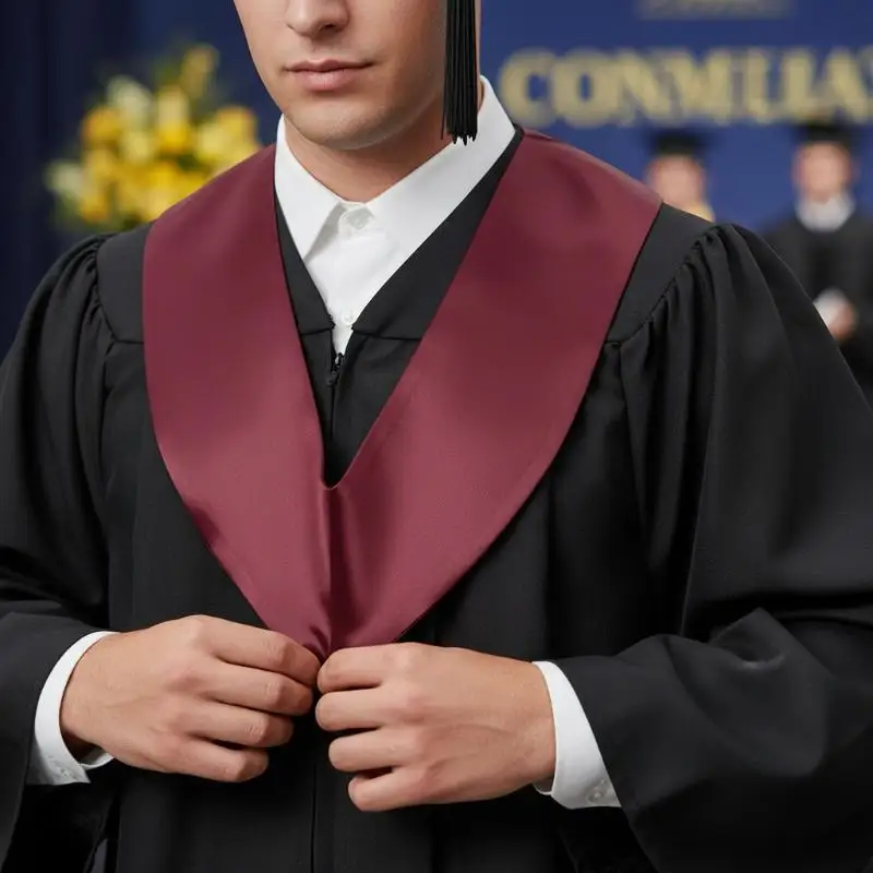 Premium Satin V-Neck Graduation Stole – Solid Colors for Col