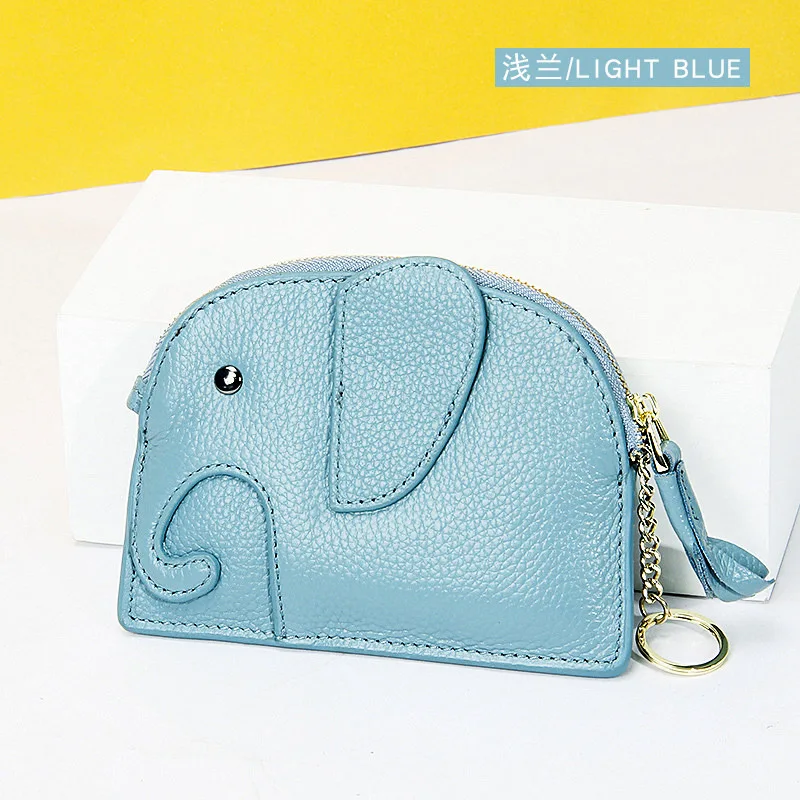 جديد لطيف الفيل جلد البقر المرأة محفظة نسائية للعملات المعدنية الإبداعية بطاقة مفتاح أحمر الشفاه حقيبة التخزين حامل المحفظة للنساء #4