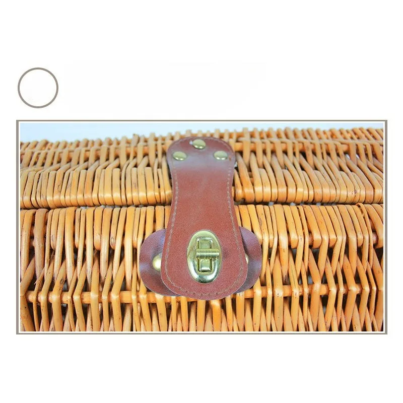 Outdoor handheld wicker basket and snack basket, rectangular design