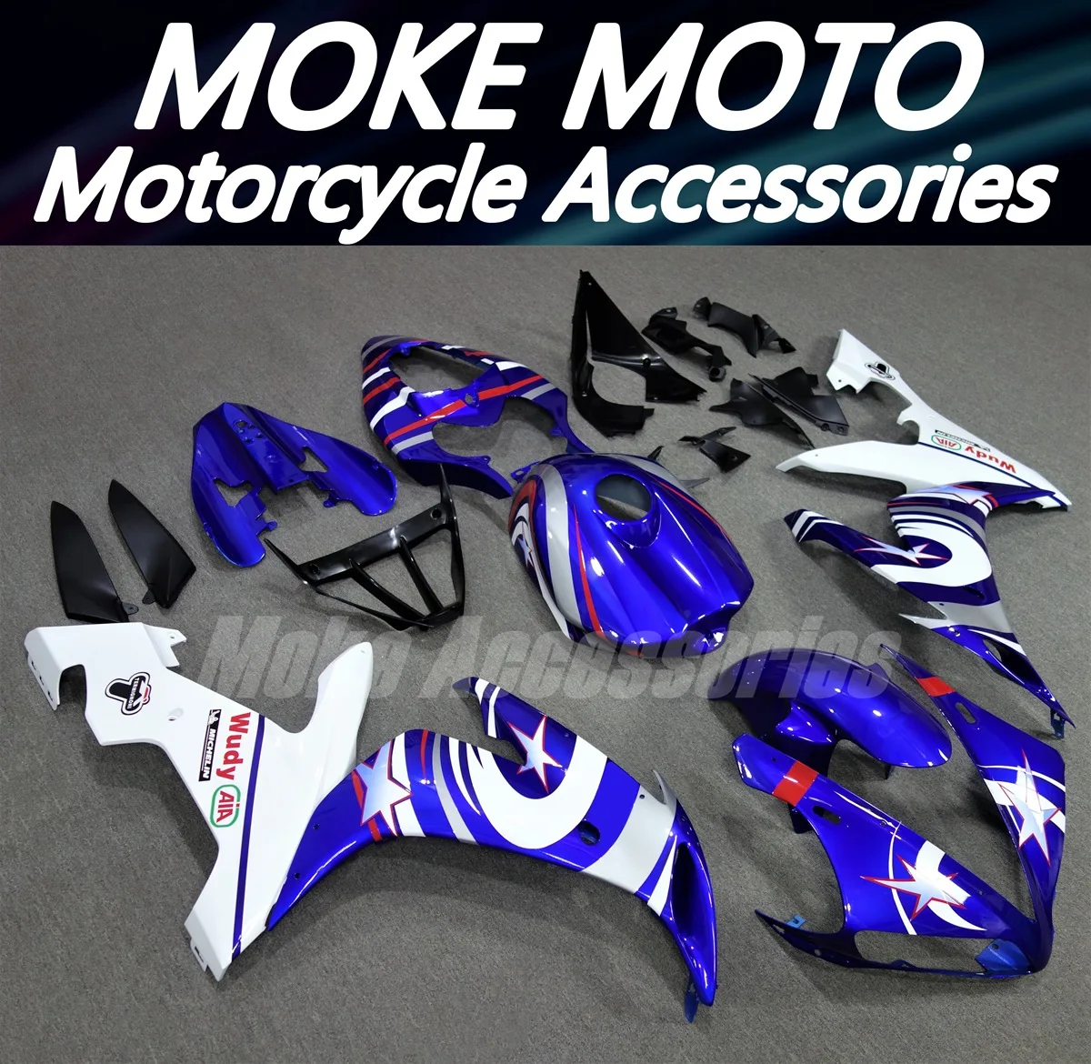 

Комплект обтекателей для YZF R1 2004-2006, высококачественный АБС-пластик, сине-белый, дизайн «Циклон»