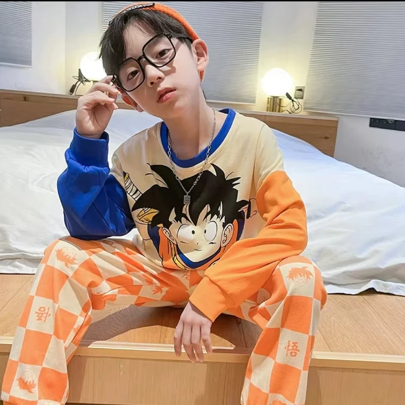 

2026 Summer Dragon Ball Z Goku Kids Pajama Set Boys Quick Dry Long Sleeve T-shirts & Pants Sleepwear Soft Breathable Loungewear