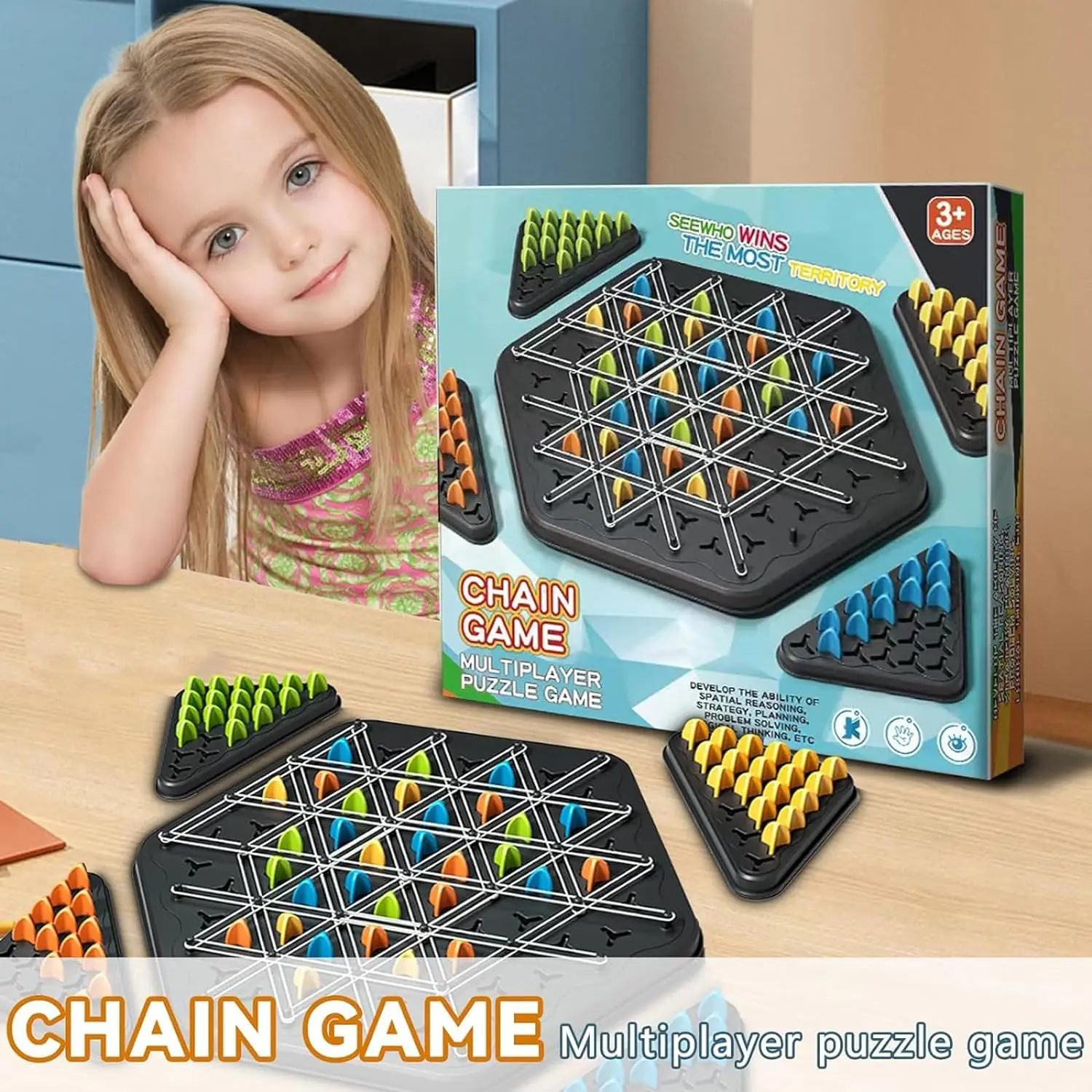 Chain Triggle Chess Game Triggle Rubber Band Game Toy For Kid Interactive Board Game Battle Set For Family Party Gift