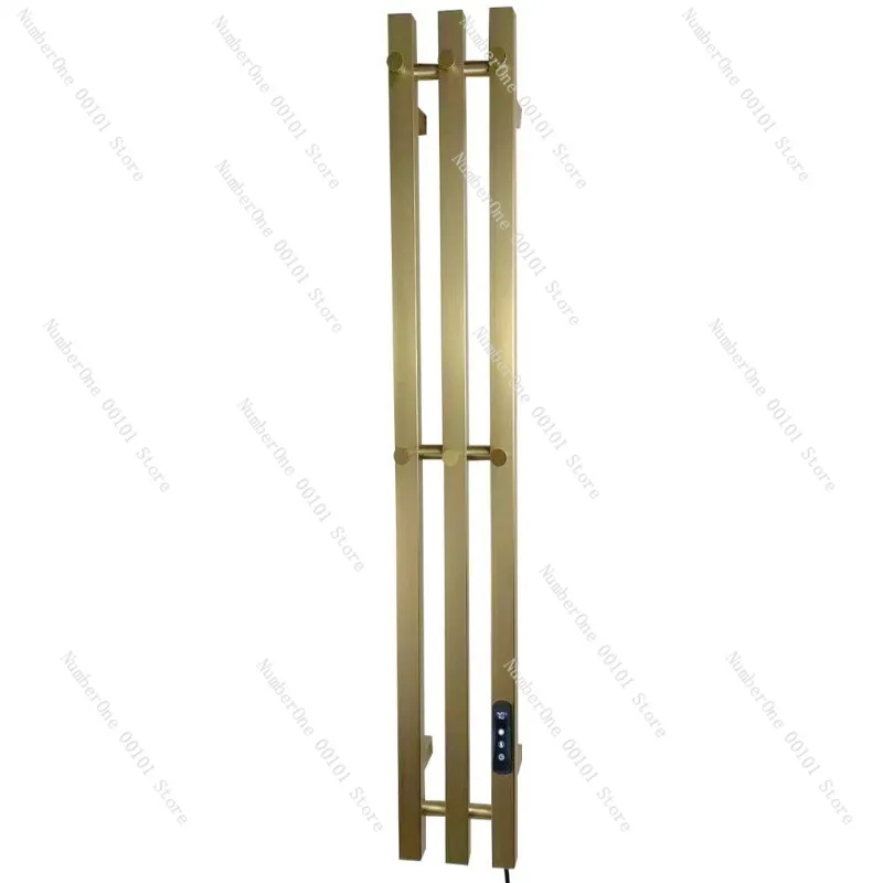 Home Bathroom Electric Heated Towel Rack Fingerprint Resistant Touch Screen Digital Display Warming BarDrying Rail Electroplated