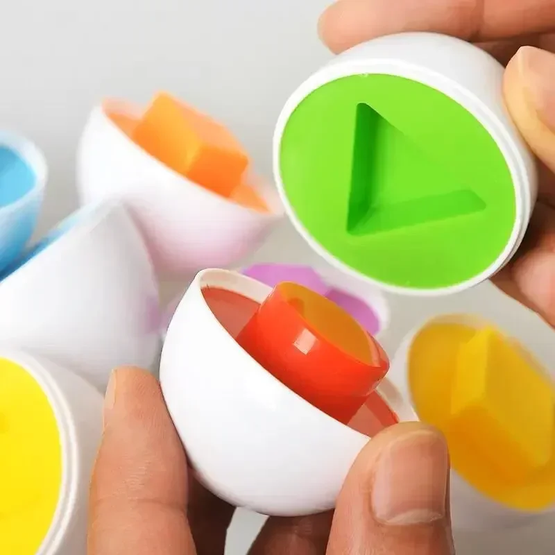 6lot Baby\'s Eggs Matching Game for Identify Color Shape Inserts Construction Blocks Smart Early Educational Toys Puzzle Playing