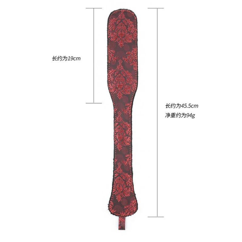 45.5CM Front Classical Red,Back Black Velvet Flog Spank Paddle Horse Whip Beat Submissive Crop Equestrian bat for Cosplay