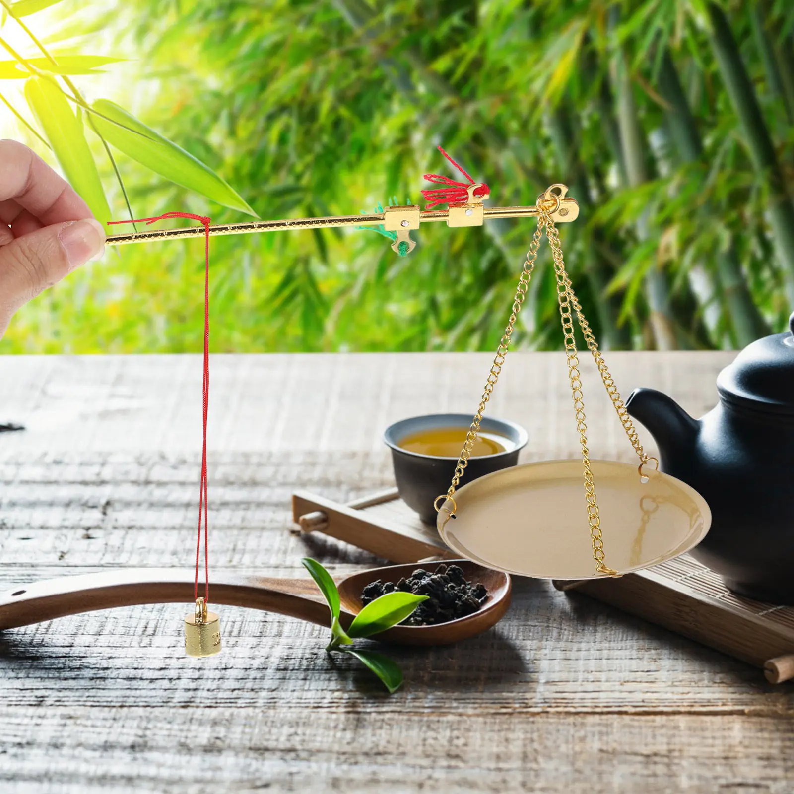 1Set Delicate Retro Style Small Metal Scale Lightweight Portable Weighing Tool for Traditional Chinese Medicine Tea Leaves Dried