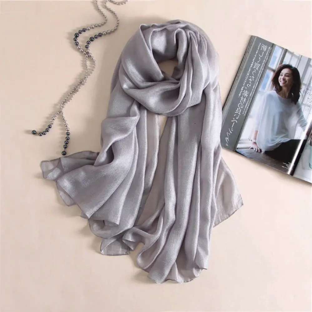 Women Plain Scarf  Spring Summer Autumn Winter Fashion Pure Color Foulard Female Sunscreen Shawl Bandanas Plus Size Hijab